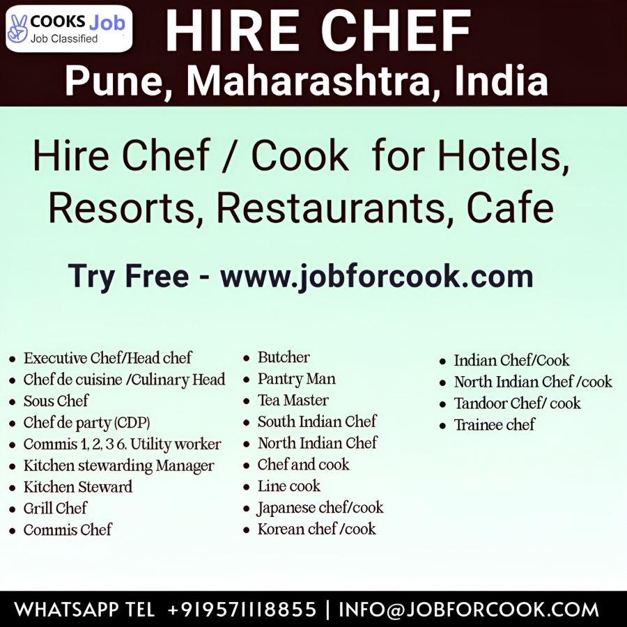 Best chef available for hire restaurants Cafe hotels Pune Maharashtra