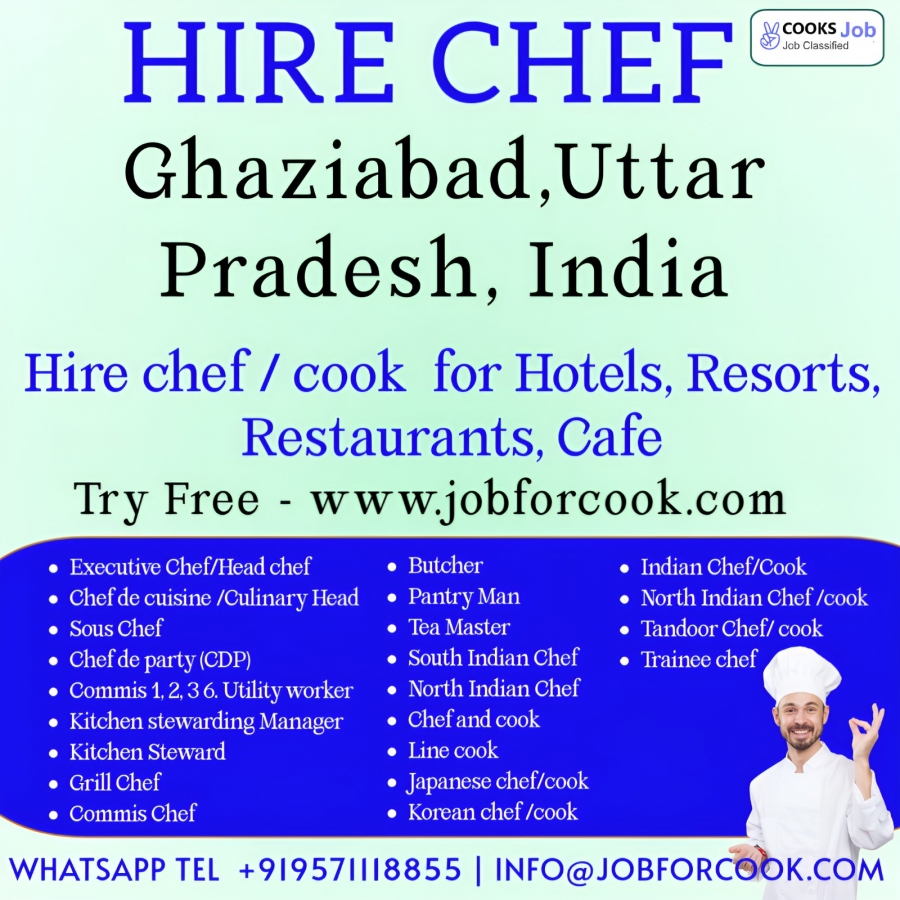 Restaurant and hotel chef and cooks hiring Consultants Ghaziabad