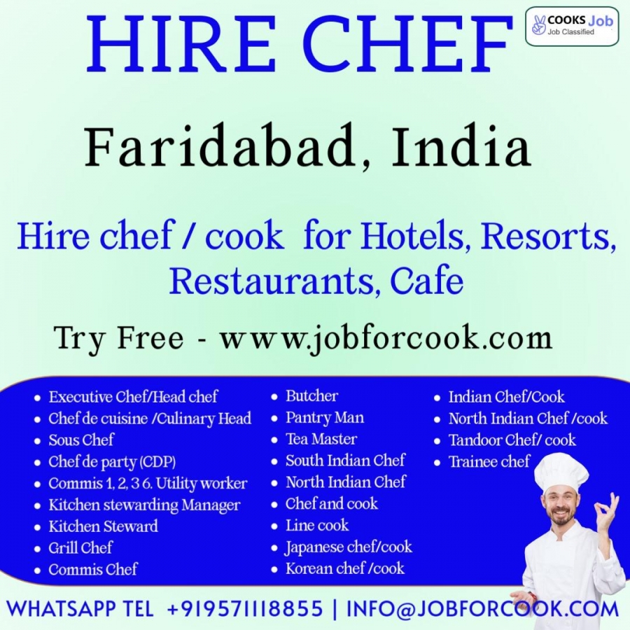 Faridabad cooks and chefs Hiring consulting service providers