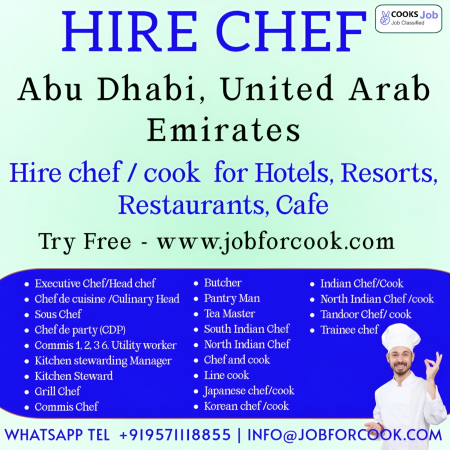 Abu Dhabi India cooks chefs restaurant hire 